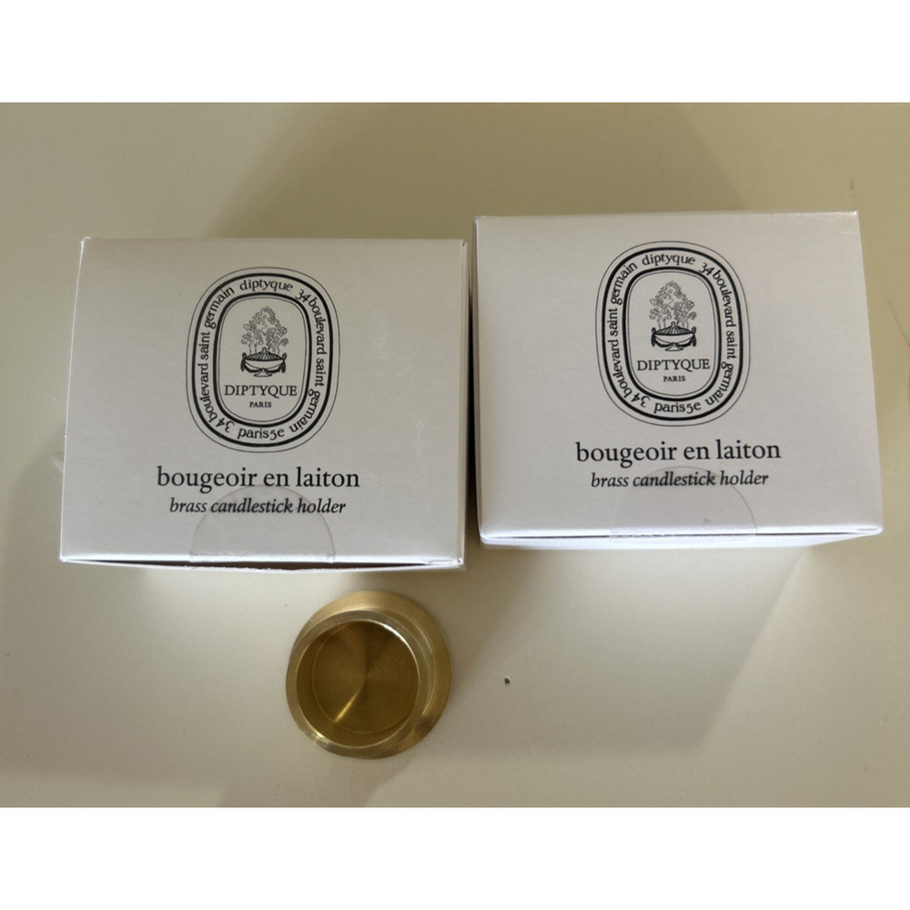 Diptyque Brass Candlestick Holder new in box Set of 2 Rare Limited Edition